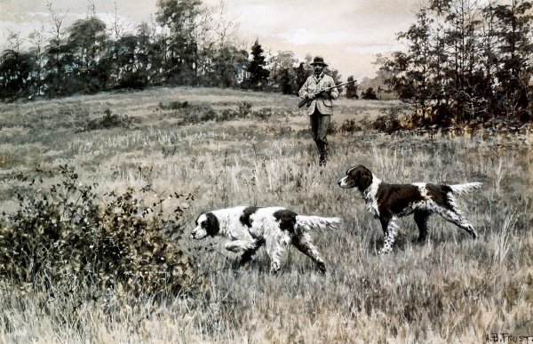 On the Point by Arthur B. Frost - Hand-Painted Oil Painting Reproduction