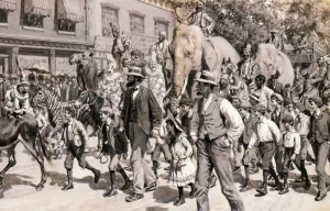 The Circus is in Town by Arthur B. Frost - Oil Painting Reproduction