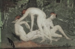 Against Green by Arthur Bowen Davies Oil Painting