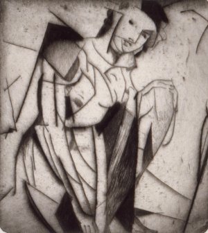 Figure in Glass by Arthur Bowen Davies Oil Painting
