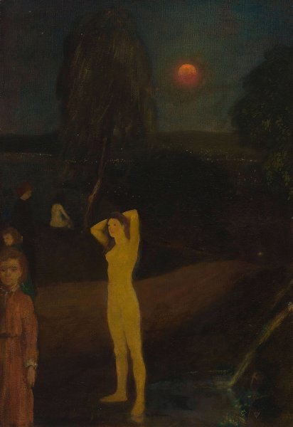 Full-Orbed Moon  by Arthur Bowen Davies - Hand-Painted Oil Painting Reproduction