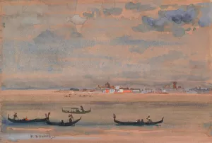 Gondolas Oil painting by Arthur Bowen Davies