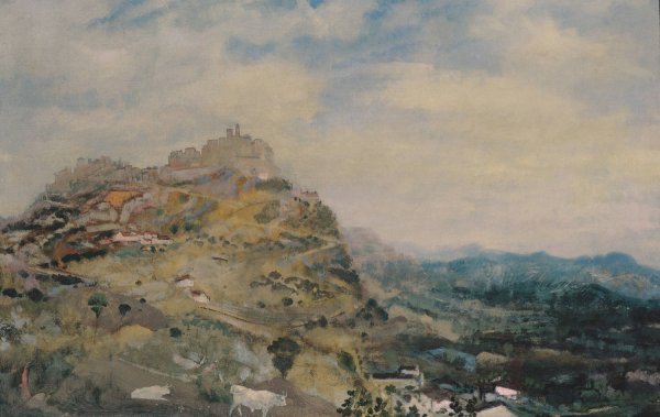Italian Hill Town  by Arthur Bowen Davies - Hand-Painted Oil Painting Reproduction