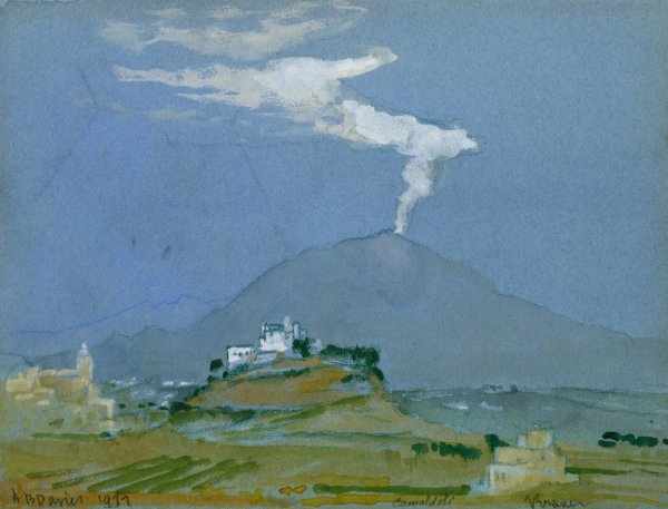 Landscape  by Arthur Bowen Davies - Hand-Painted Oil Painting Reproduction