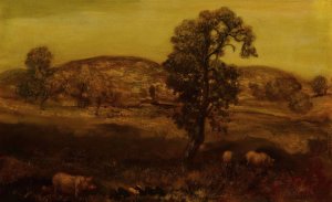 Landscape with Pigs by Arthur Bowen Davies Oil Painting