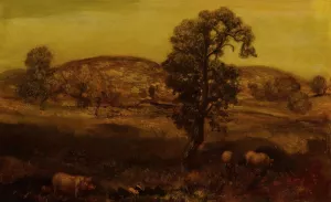 Landscape with Pigs by Arthur Bowen Davies Oil Painting