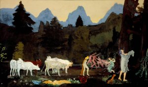 Pastoral Dells and Peaks by Arthur Bowen Davies Oil Painting