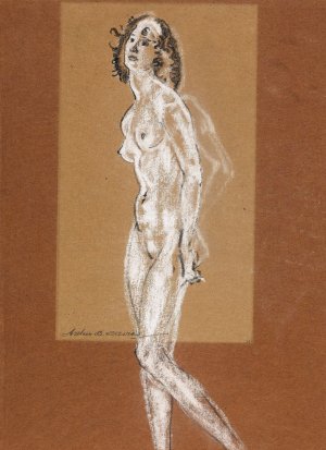 Standing Female Nude by Arthur Bowen Davies Oil Painting