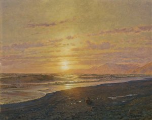 Soleil Couchant Sur La Mer  by Arthur Calame Oil Painting
