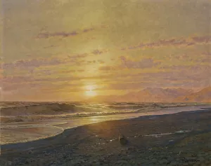Soleil Couchant Sur La Mer  by Arthur Calame Oil Painting
