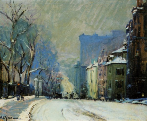 Main Product Photo of Beacon Street in Winter Painting by Arthur Clifton Goodwin