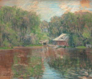 Boathouse by the Water by Arthur Clifton Goodwin Oil Painting