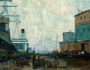 Dock Scene, Boston by Arthur Clifton Goodwin Oil Painting