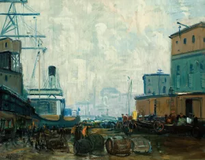 Dock Scene, Boston by Arthur Clifton Goodwin Oil Painting
