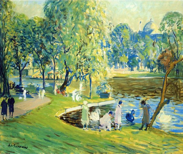 Main Product Photo of Public Garden, Boston Painting by Arthur Clifton Goodwin