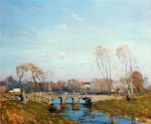 The Old Bridge at Bridgewater, Massachusetts by Arthur Clifton Goodwin - Oil Painting Reproduction