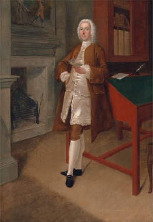 An Unknown Man In A Library by Arthur Devis Oil Painting