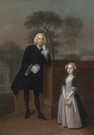 An Unknown Man With His Daughter by Arthur Devis Oil Painting
