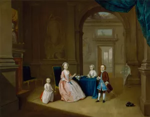 Children In An Interior Oil painting by Arthur Devis