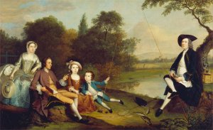Portrait of A Family, Traditionally Known As The Swaine Family Of Fencroft, Cambridgeshire by Arthur Devis Oil Painting