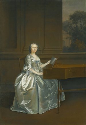 Portrait of A Lady, Seated At A Harpsichord, Possibly Lucy, Duchess Of St. Albans by Arthur Devis Oil Painting