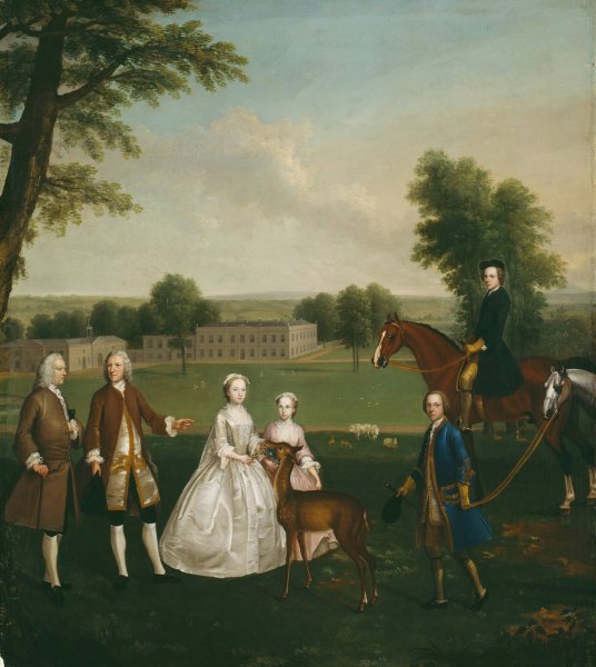 Thomas Lister and Family at Gisburne Park  by Arthur Devis - Hand-Painted Oil Painting Reproduction