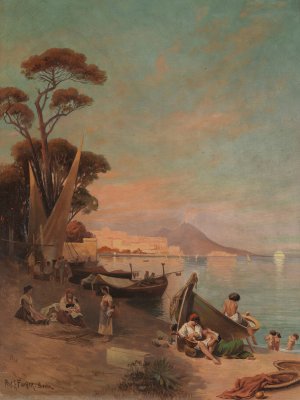 Sommertag am Golf von Neapel by Arthur Fischer Oil Painting