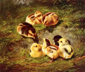 Chickens painting by Arthur Fitzwilliam Tait