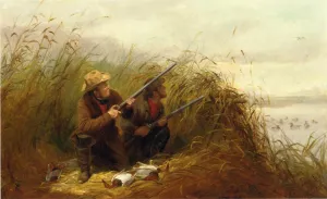 Duck Shooting with Decoys by Arthur Fitzwilliam Tait - Oil Painting Reproduction