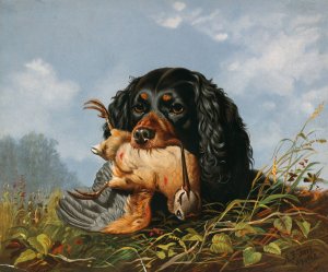 Spaniel and Woodcock by Arthur Fitzwilliam Tait Oil Painting