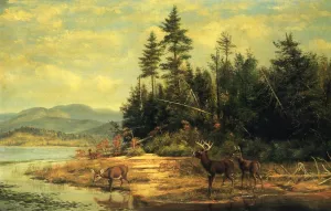 View on Long Lake by Arthur Fitzwilliam Tait - Oil Painting Reproduction