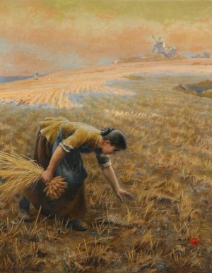 Gleaning by Arthur Foord Hughes Oil Painting