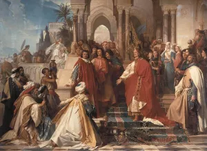 The Court of Emperor Frederick II in Palermo by Arthur Georg Von Ramberg Oil Painting