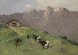 Bergziegen by Arthur Heyer Oil Painting