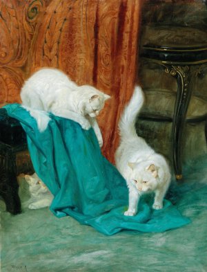Cats Playing by Arthur Heyer Oil Painting