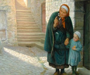 Old Neighbour Gone Bye by Arthur Hoeber Oil Painting