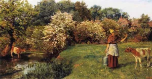 Poll the Milkmaid by Arthur Hoeber Oil Painting