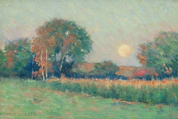 Summer Landscape at Sunset by Arthur Hoeber - Hand-Painted Oil Painting Reproduction