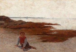 The Beach at Concarneau by Arthur Hoeber Oil Painting