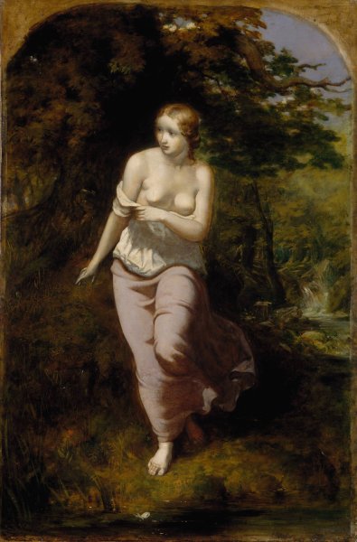 Musidora Bathing  by Arthur Hughes - Hand-Painted Oil Painting Reproduction