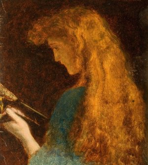 Study of a Girl's Head by Arthur Hughes Oil Painting
