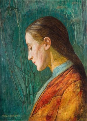 Portrait Of A Reflective Lady by Arthur Joseph Gaskin Oil Painting