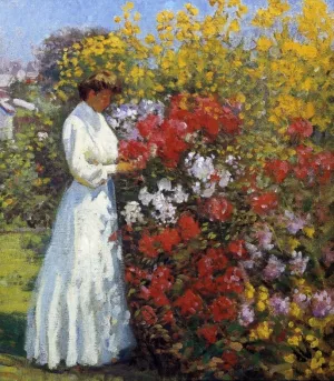 Working in the Garden by Arthur Merton Hazard - Oil Painting Reproduction