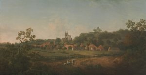A Distant View of Hythe Village and Church, Kent by Arthur Nelson Oil Painting