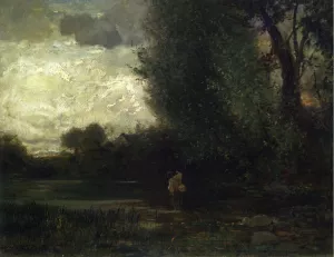Angler by Forest Stream Oil painting by Arthur Parton