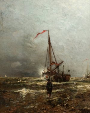 Coast of Holland by Arthur Quartley Oil Painting