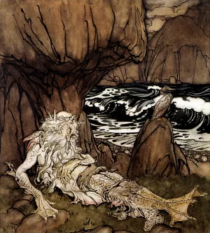 A Crowned Merman painting by Arthur Rackham