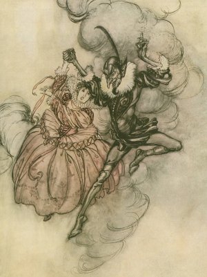 A grand pas de deux performed in the very first style by these two. by Arthur Rackham Oil Painting
