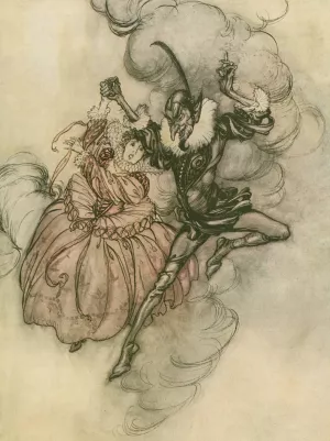 A grand pas de deux performed in the very first style by these two. by Arthur Rackham Oil Painting