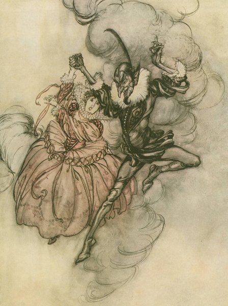 Main Product Photo of A grand pas de deux performed in the very first style by these two.  Painting by Arthur Rackham